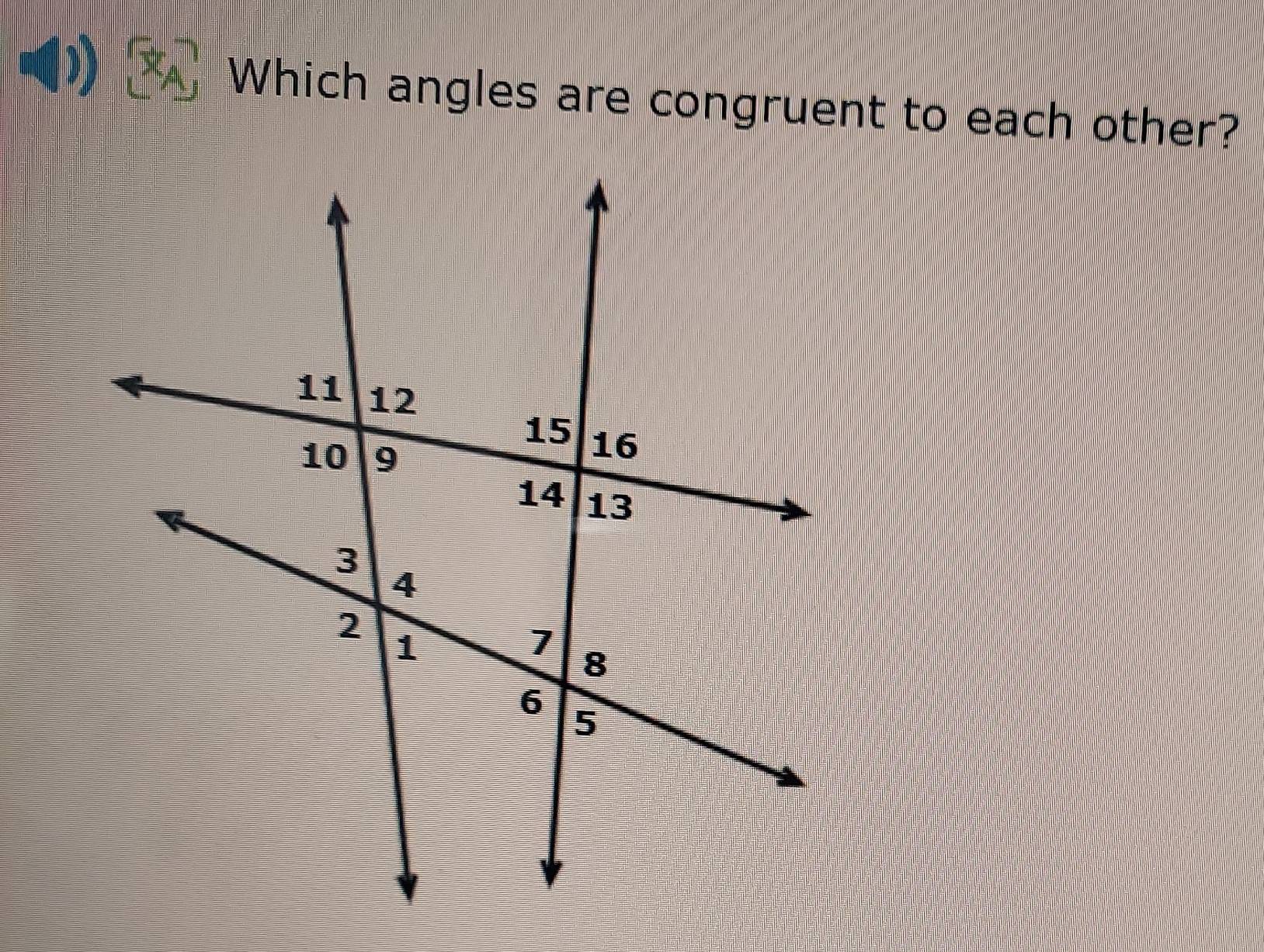 Solved: Which angles are congruent to each other? [Math]