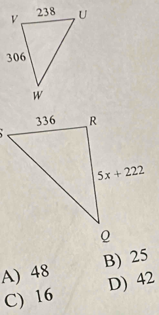 A) 48 B) 25
D) 42
C) 16