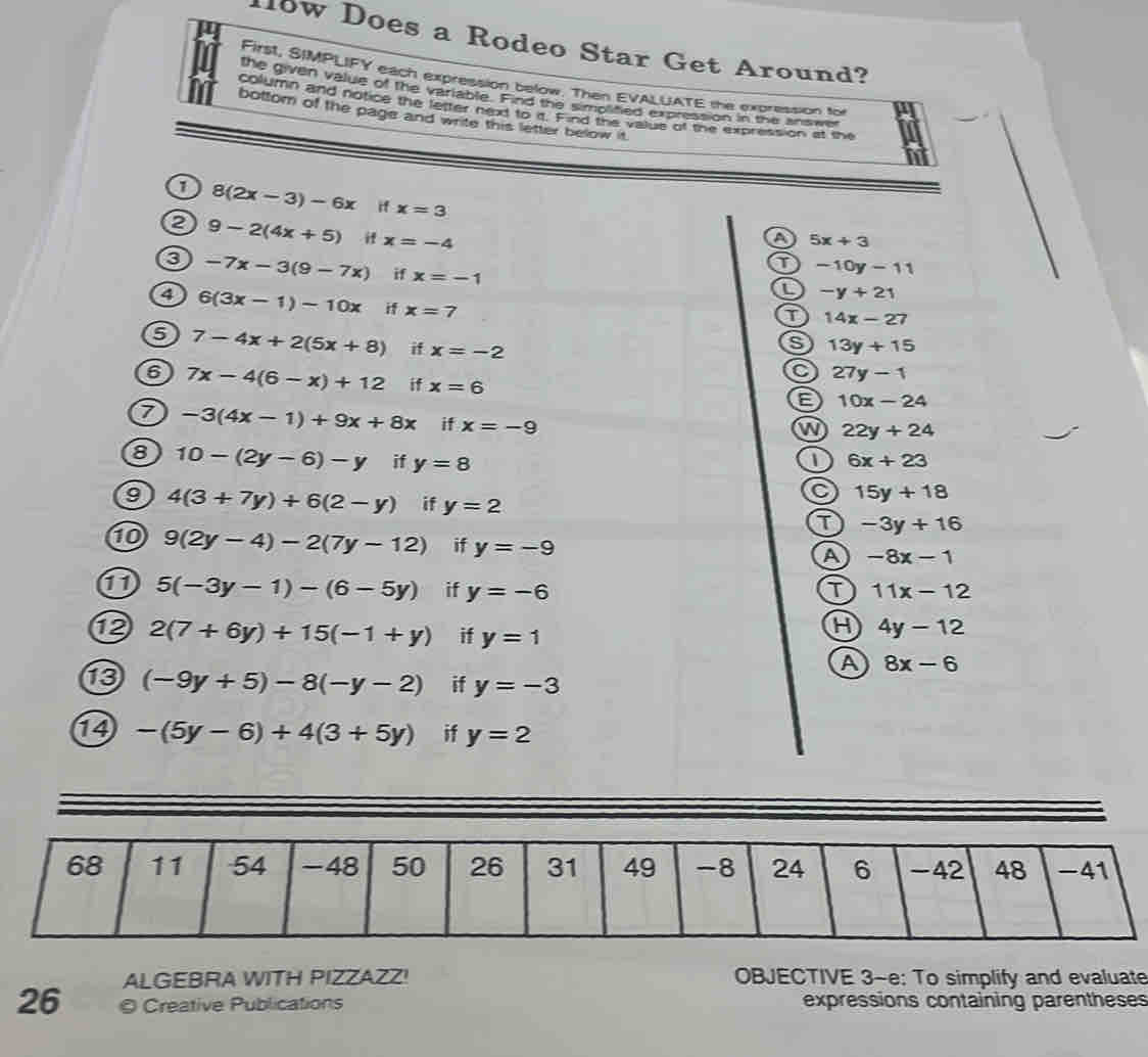 Solved: How Does a Rodeo Star Get Around? First, SIMPLIFY each ...