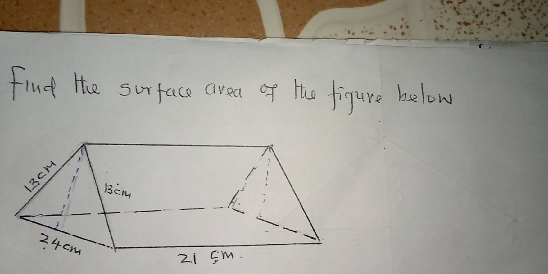 find He surface area of Hhe figure below