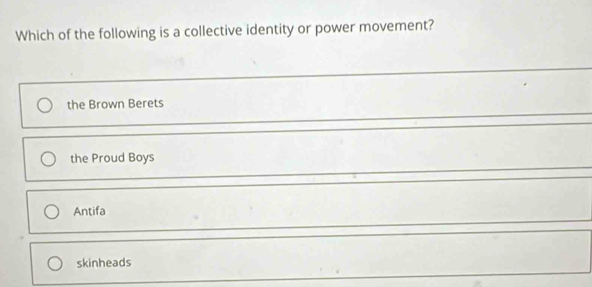 Solved: Which of the following is a collective identity or power ...