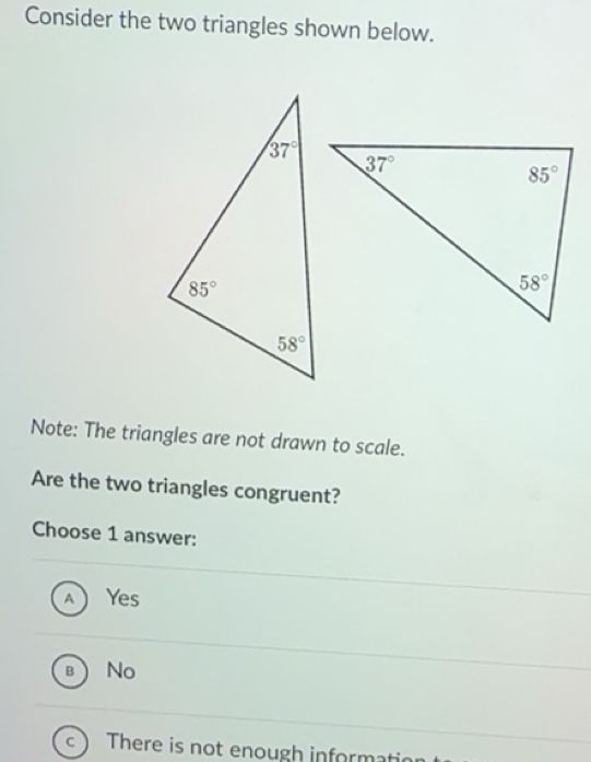 Solved: Consider the two triangles shown below. Note: The triangles are ...