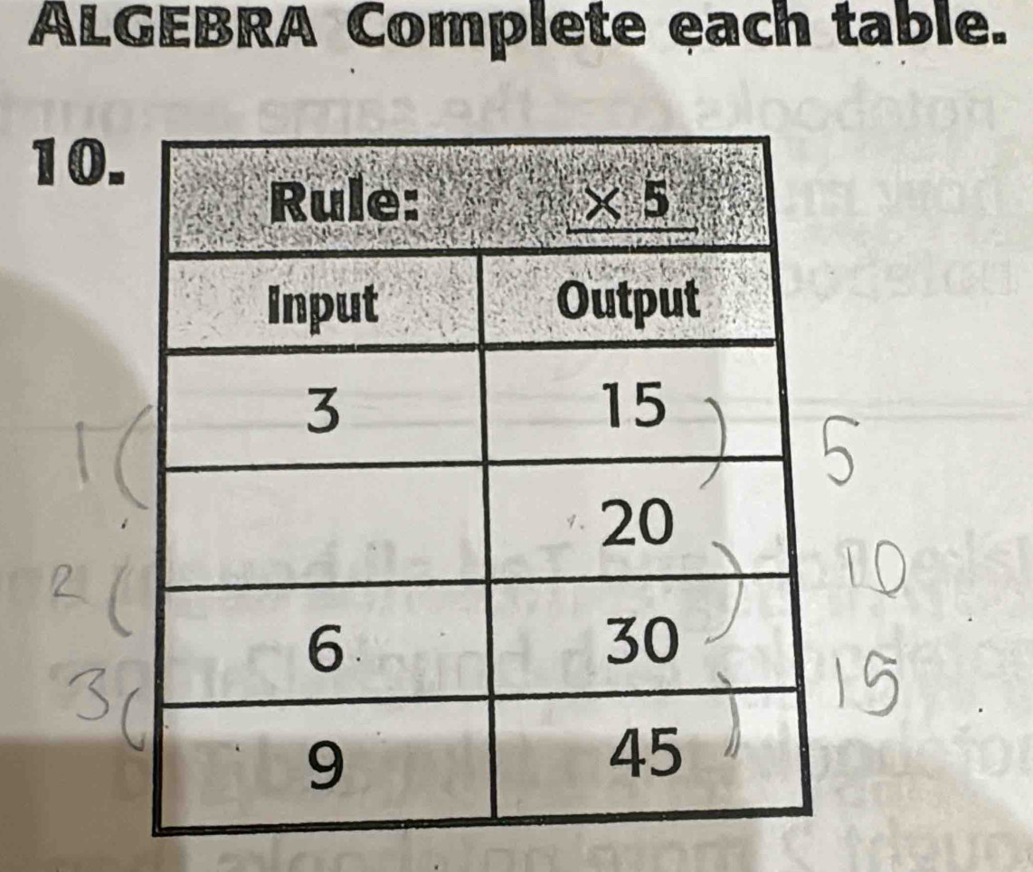 ALGEBRA Complete each table.
10.