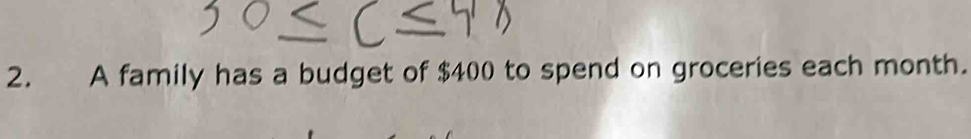 A family has a budget of $400 to spend on groceries each month.