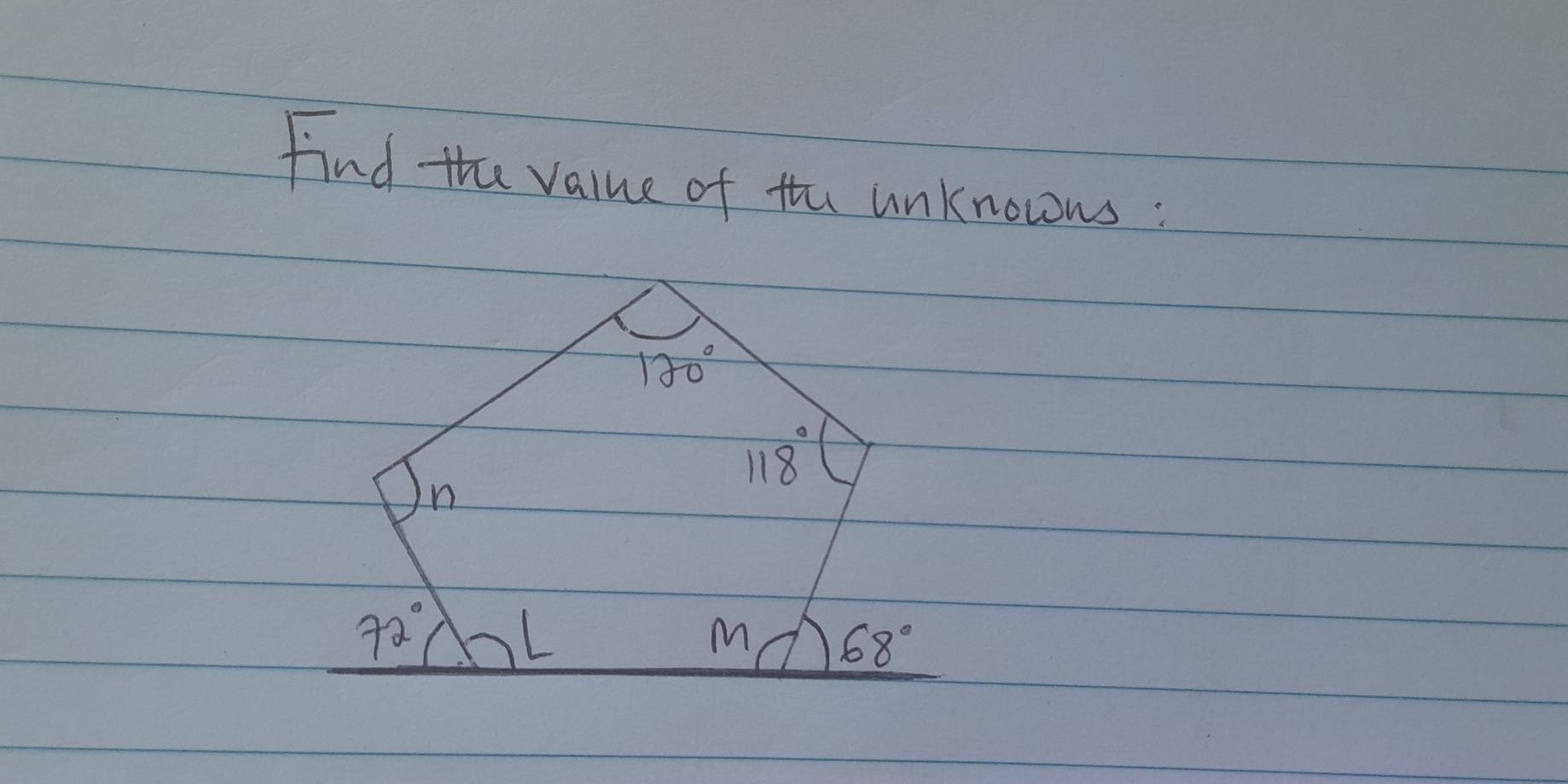 Find the value of the unknowns: