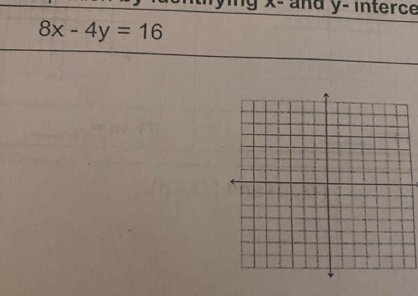 ing x - and y - interce
8x-4y=16