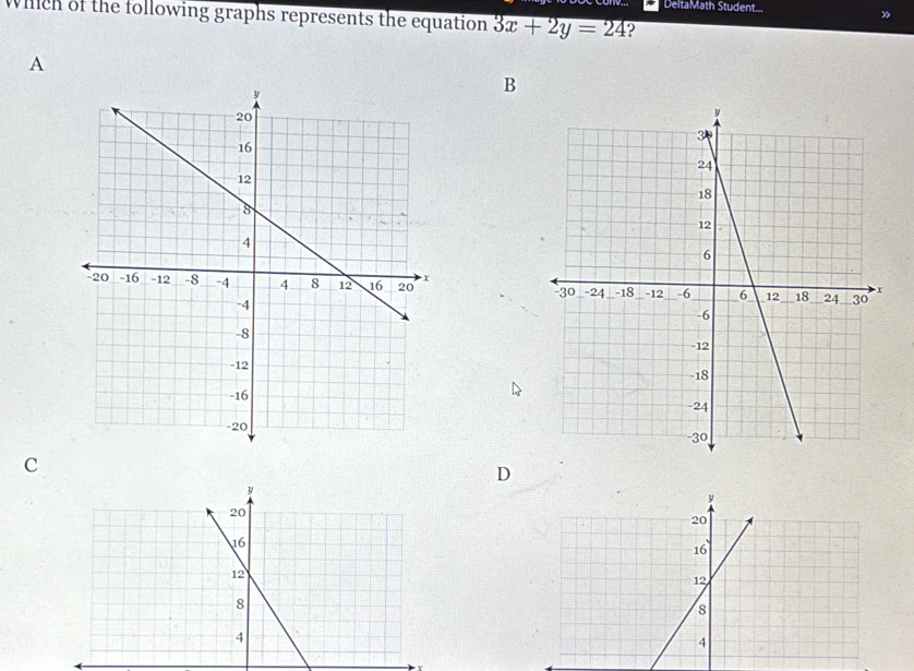 تم الحل:DeltaMath Student... » Whiich of the following graphs ...