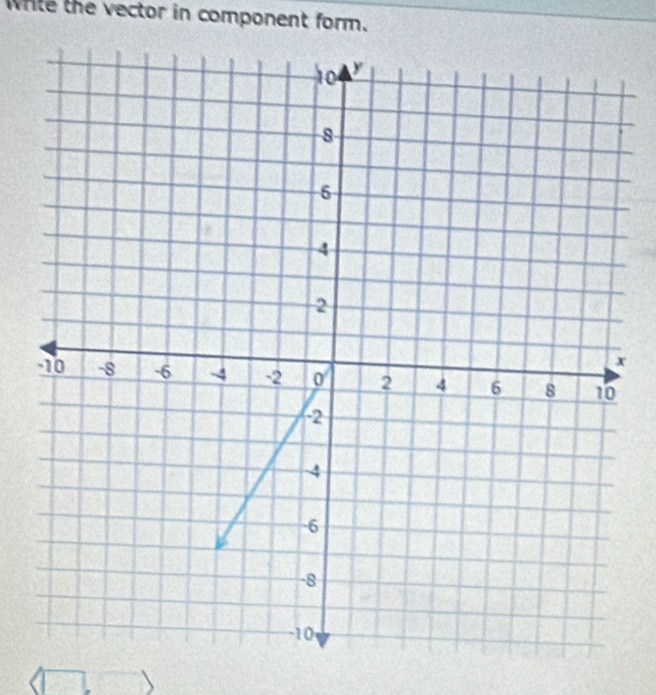 While the vector in component form.
x