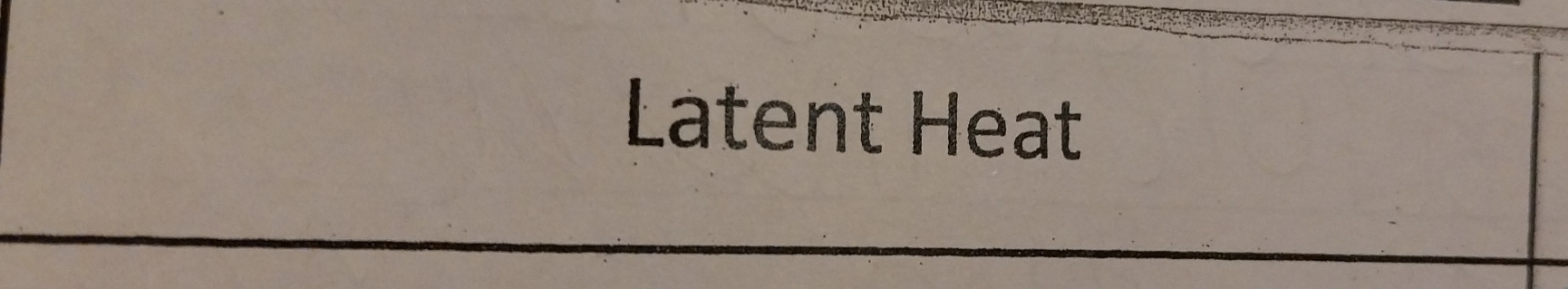 Latent Heat