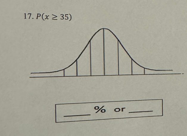 P(x≥ 35)
_
% or_