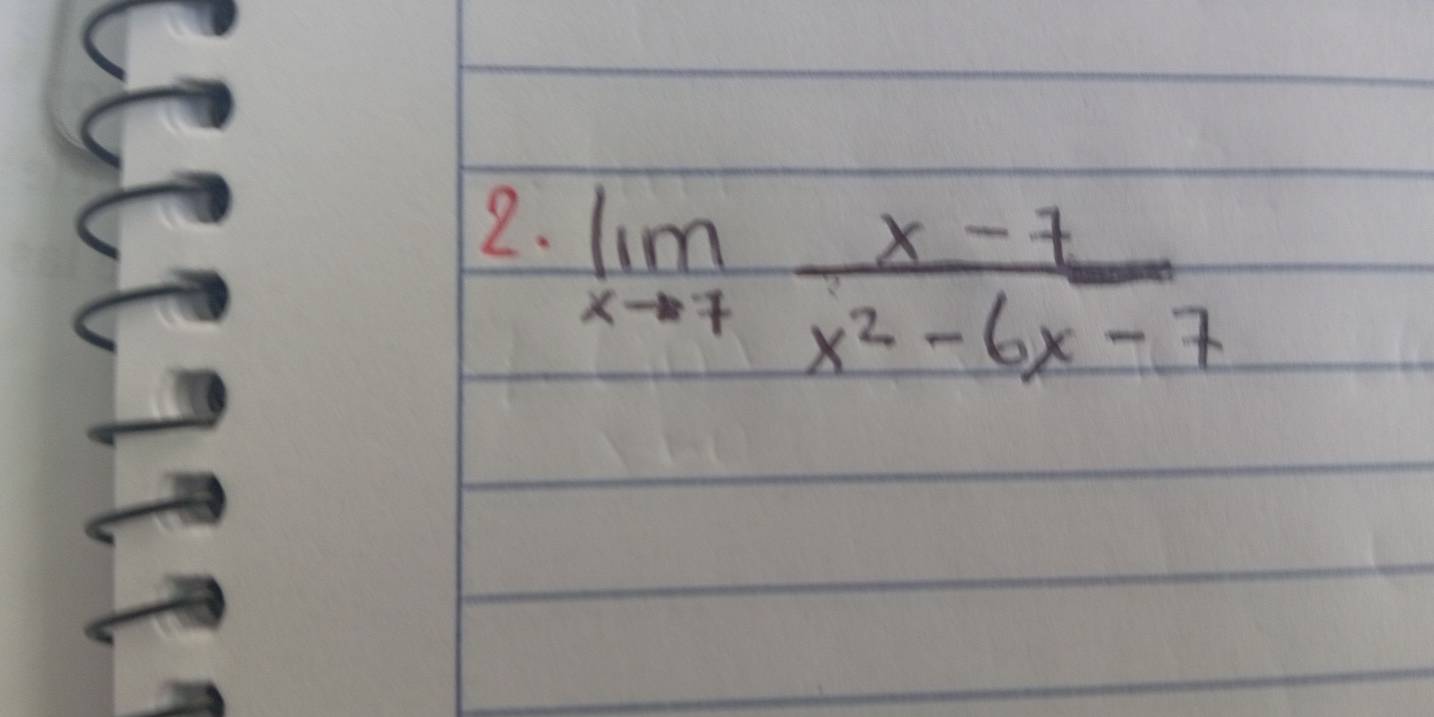 limlimits _xto 7 (x-7)/x^2-6x-7 