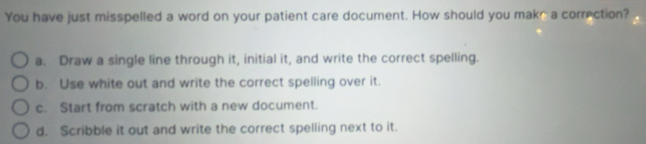 Solved: You have just misspelled a word on your patient care document ...