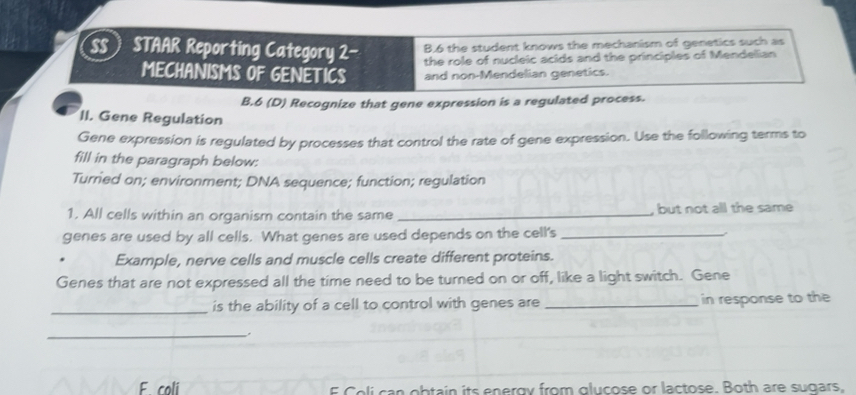 Solved: SS STAAR Reporting Category 2- B.6 the student knows the mechanism of genetics such as ...