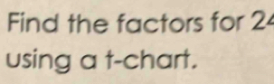 Find the factors for 2
using a t -chart.