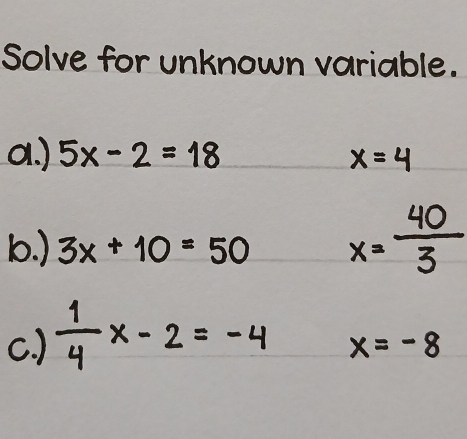 Solve for unknown variable.