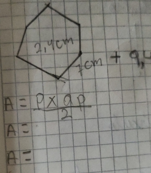 A= (P* QP)/2 
A=
A=