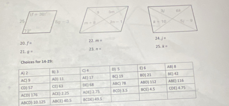 f=
22. m=
24. j=
21. g= 23. n= 25 k=