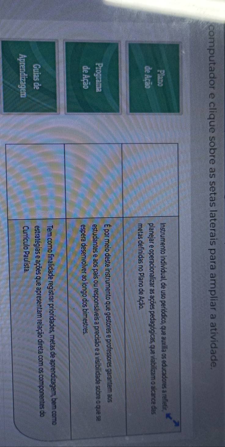 computador e clique sobre as setas laterais para ampliar a atividade. 
Plano 
de Ação 
Programa 
de Ação 
Guias de 
Aprendizagem