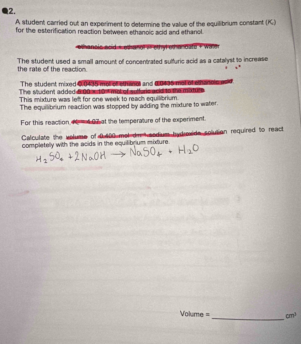 Solved: A student carried out an experiment to determine the value of ...