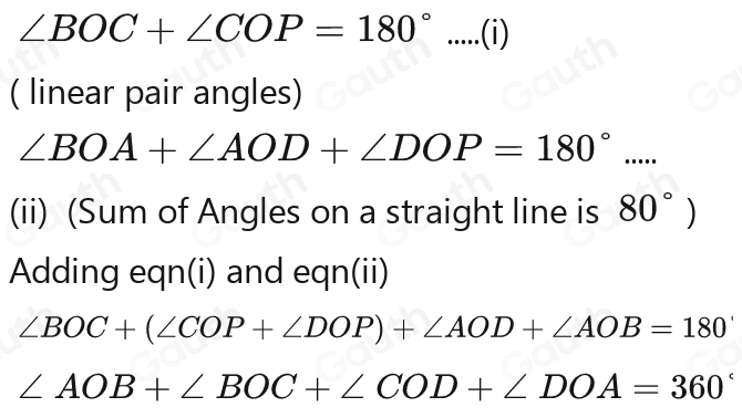 Solved: In figure, prove that ∠ AOB+∠ BOC+∠ COD+∠ DOA=360° [Math]