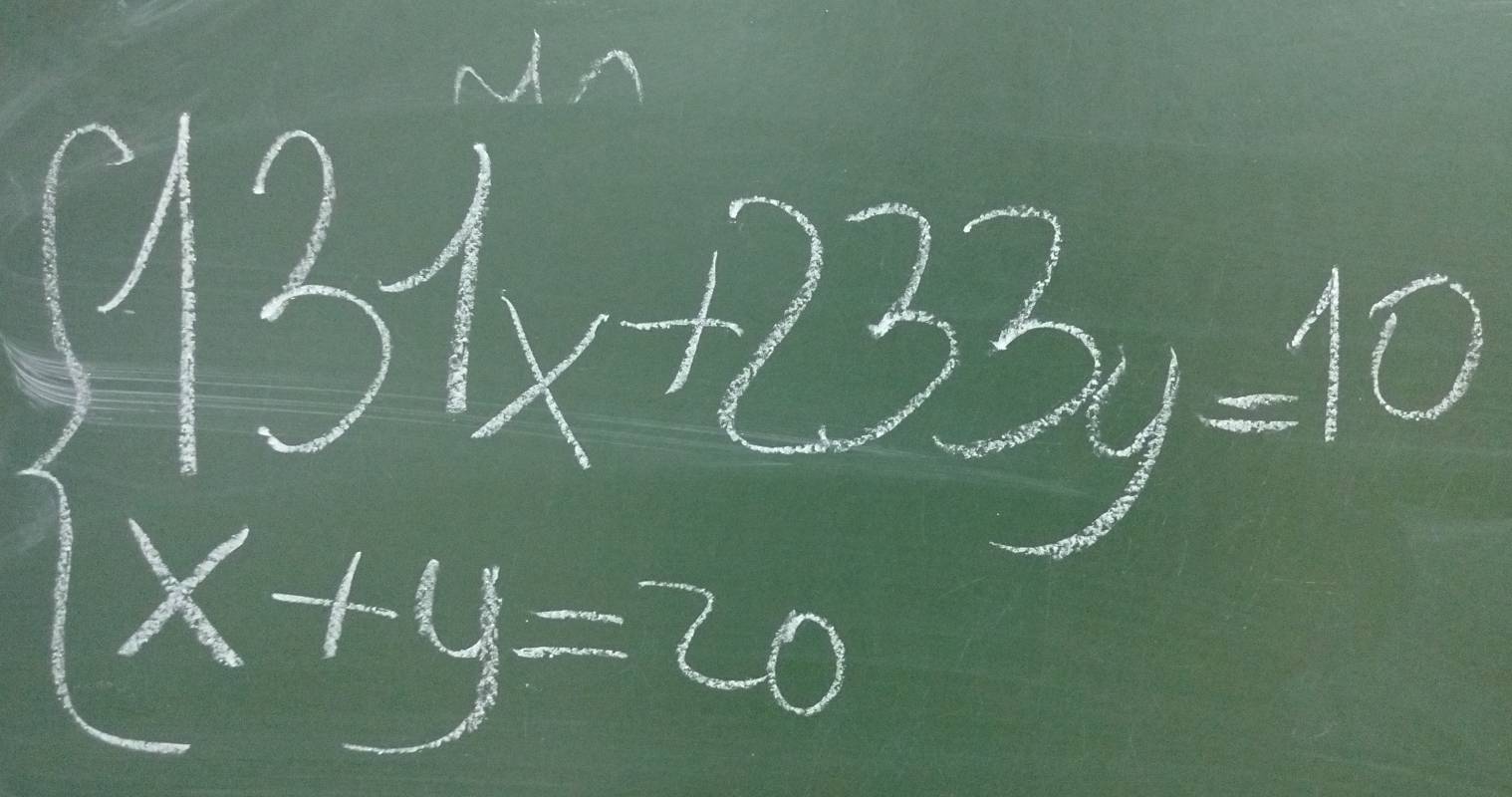 beginarrayl 121x+232y=10 x+4y=20endarray.