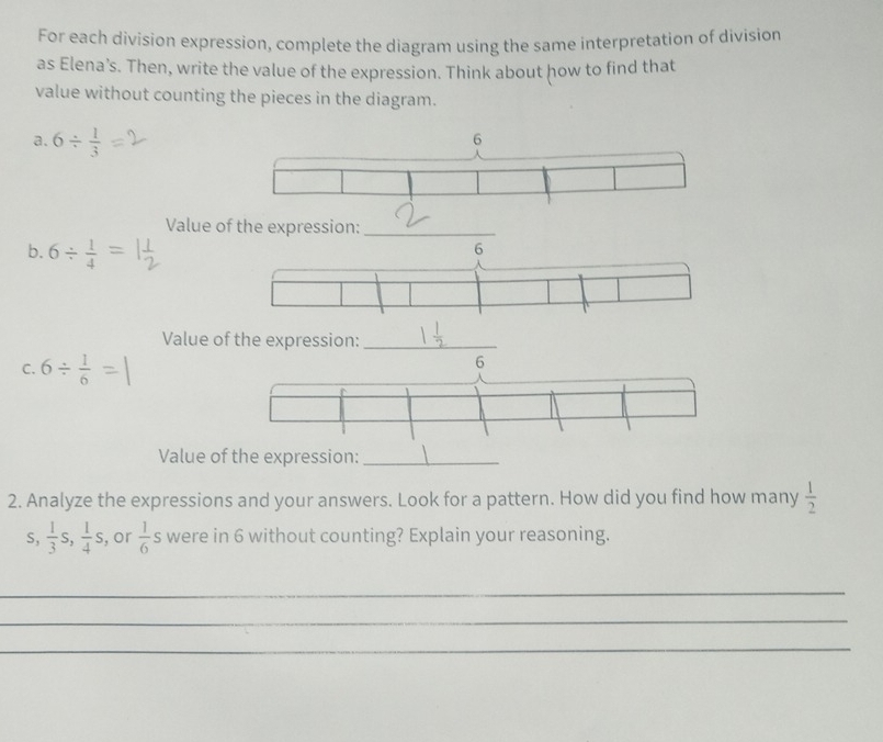 Solved: For each division expression, complete the diagram using the ...