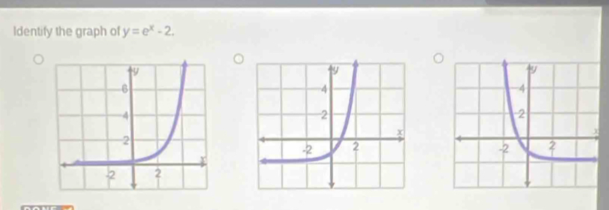 Identify the graph of y=e^x-2.