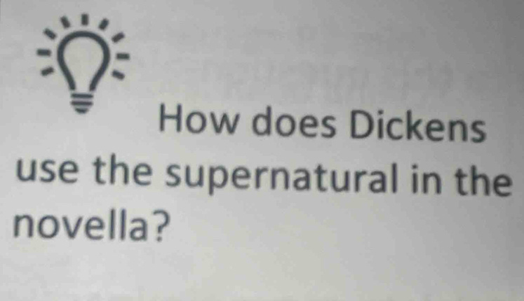 How does Dickens 
use the supernatural in the 
novella?