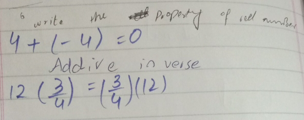 Solved: write the propesty of seel munbis 4+(-4)=0 Addive in verse 12 ...
