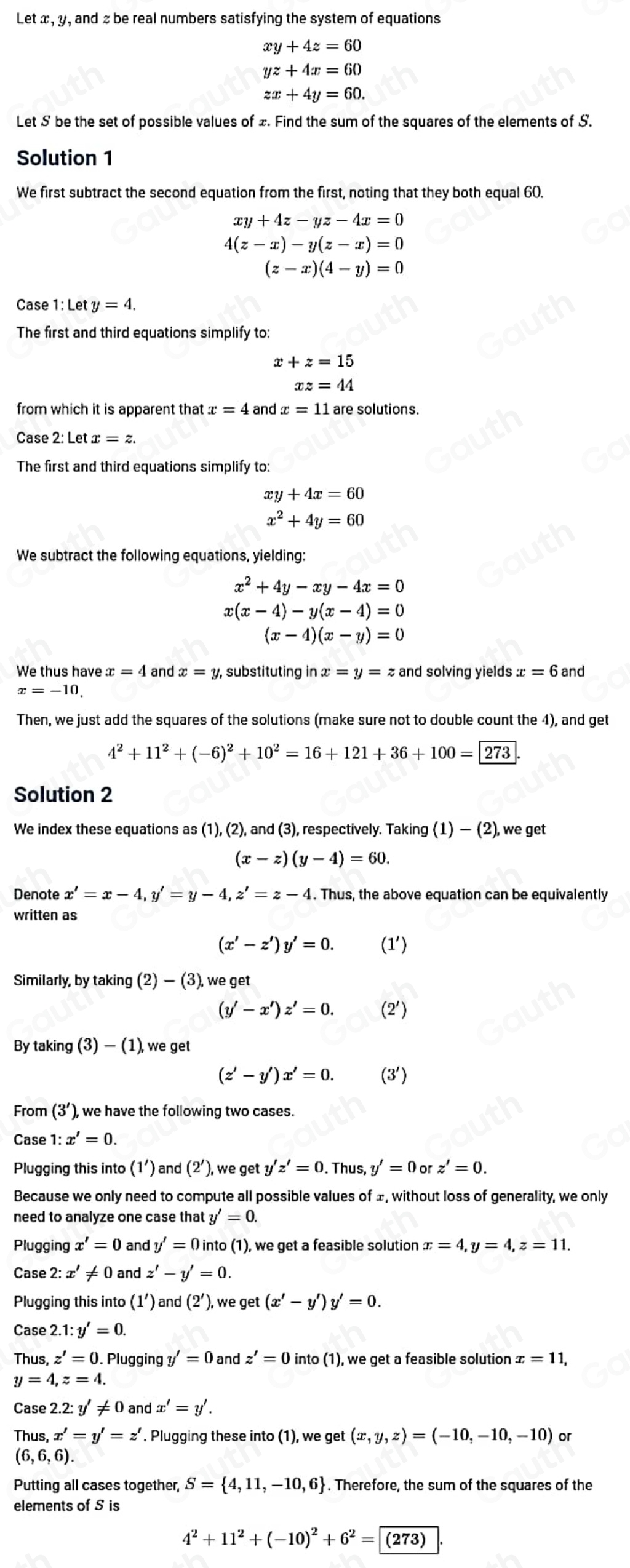 Solved: Let X, Y , and % be real numbers satisfying the system of xy+4z ...