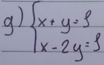 beginarrayl x+y=3 x-2y=3endarray.