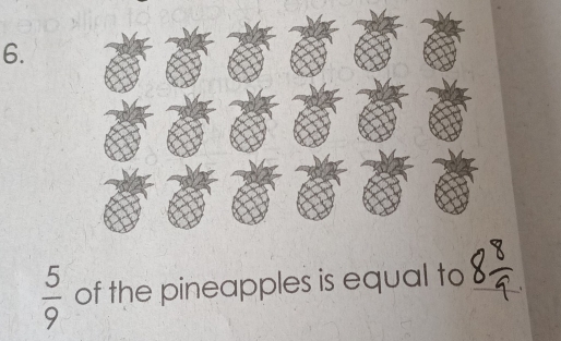  5/9  of the pineapples is equal to_