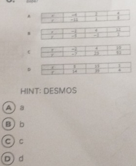 A
8
C
D
HINT: DESMOS
Aa
Bb
CC
D)d