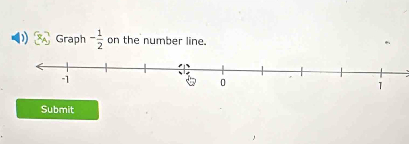 Graph - 1/2  on the number line. 
Submit