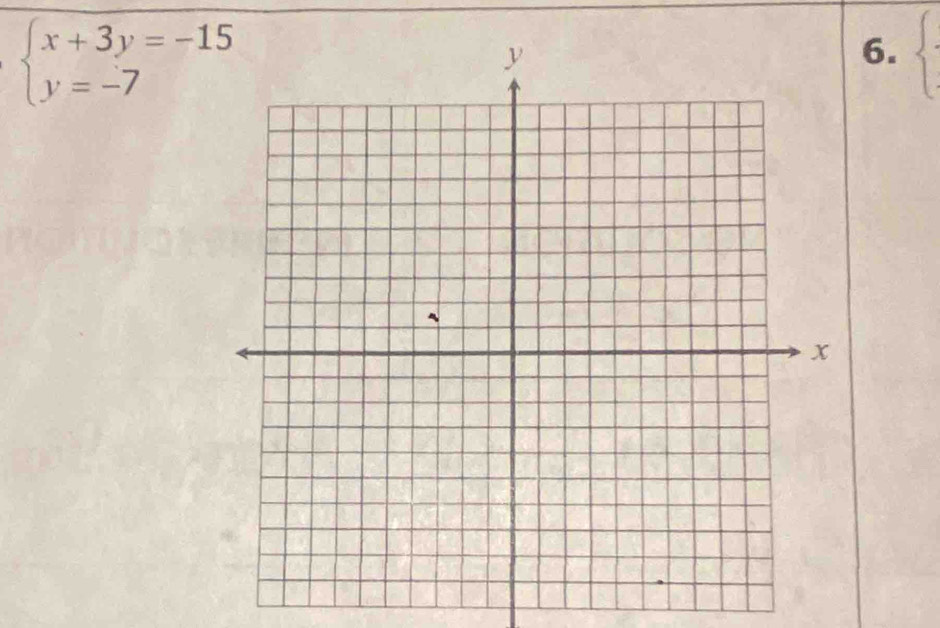 beginarrayl x+3y=-15 y=-7endarray.
6.