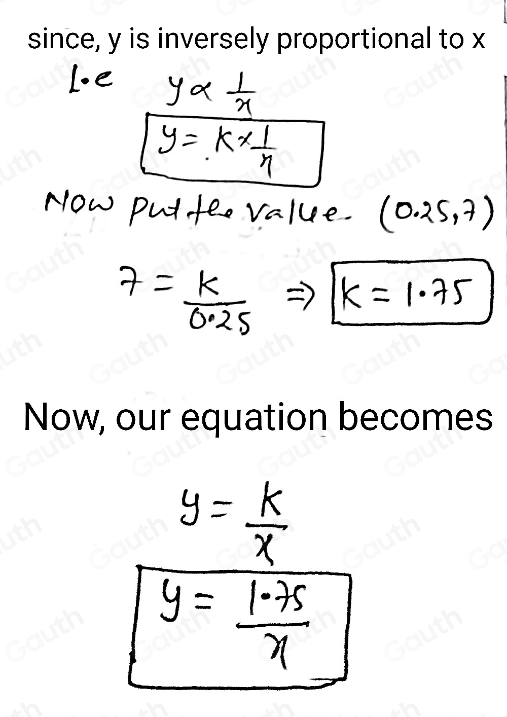 Solved: The graphs below are the graphs of some inverse proportions ...