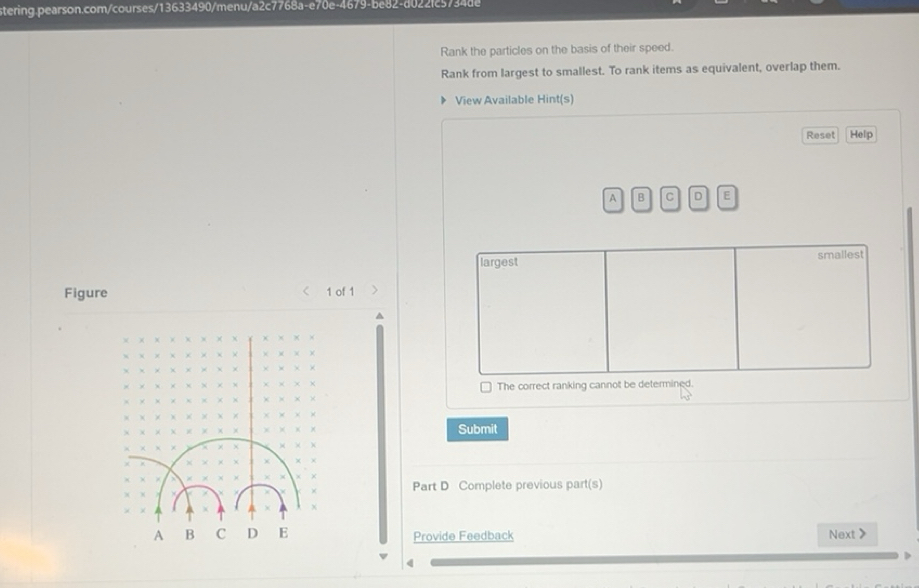 Solved: Rank the particles on the basis of their speed. Rank from ...