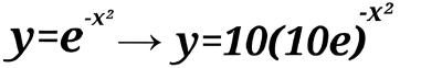 y=e^(-x^2)to y=10(10e)^-x^2