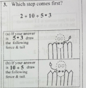 Which step comes first?
2+10/ 5· 3