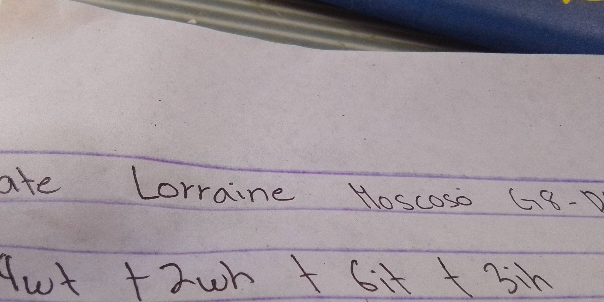 ate Lorraine Hoscoso G8-
lwt+2wh+6it+5ih