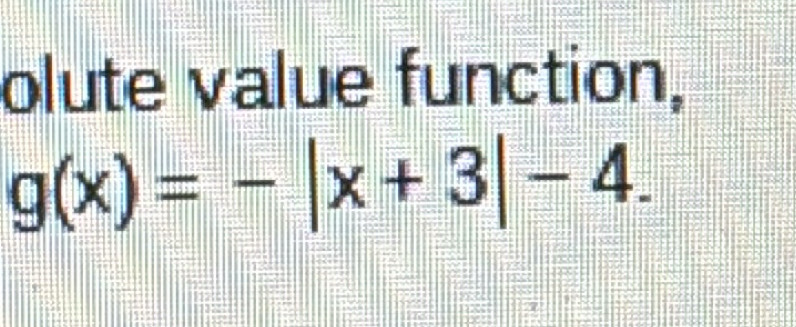 olute value function,
g(x)=-|x+3|-4.