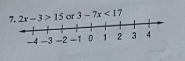 2x-3>15 or 3-7x<17</tex>