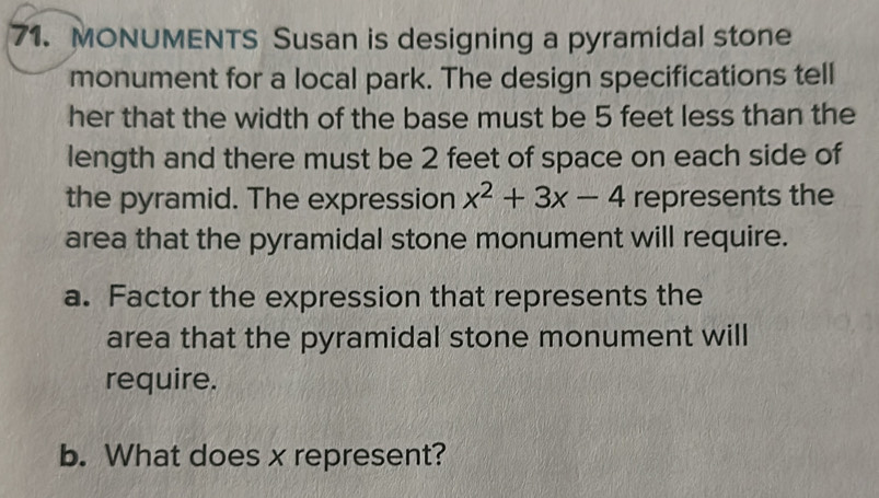 Solved: MONUMENTS Susan is designing a pyramidal stone monument for a ...