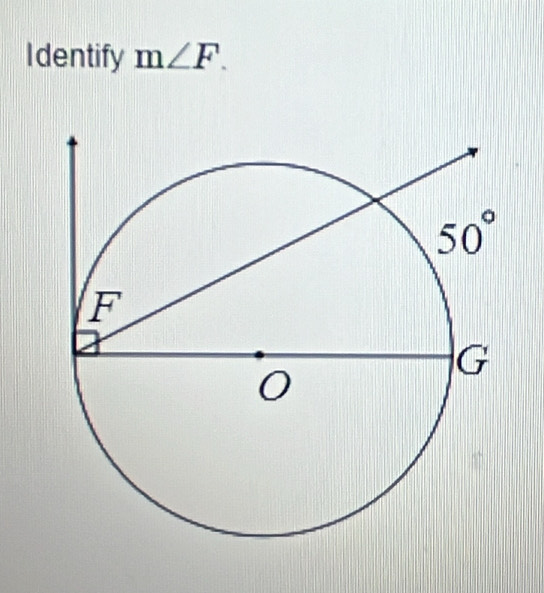 dentify m∠ F.