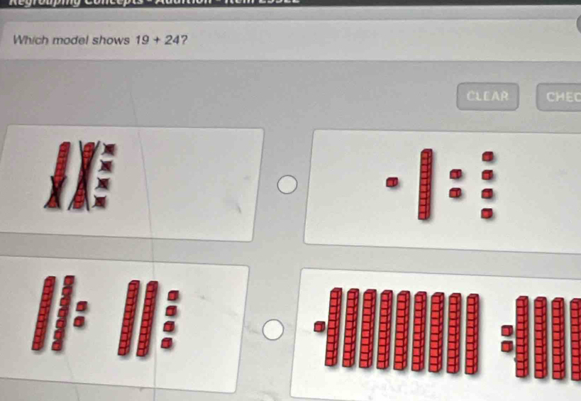 Which model shows 19+24 ? 
CLEAR CHEC