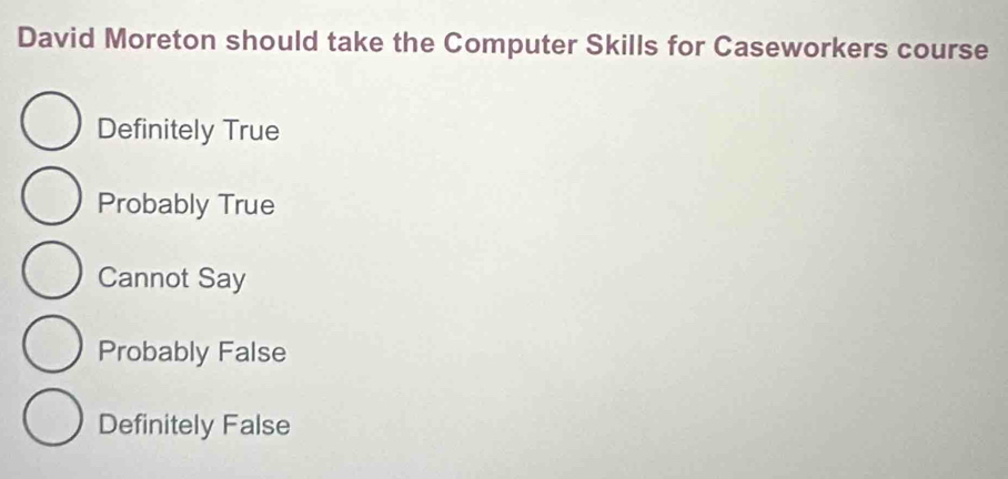 Solved: David Moreton should take the Computer Skills for Caseworkers ...