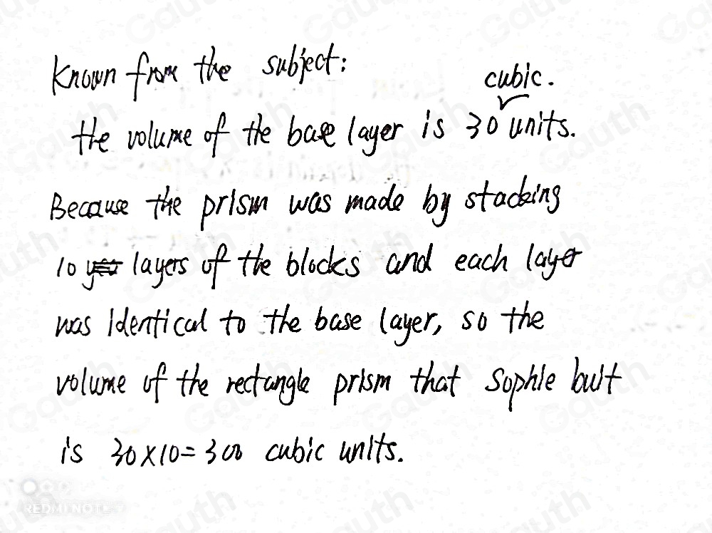 Solved: The figure shows the base layer of a rectangular prism that ...