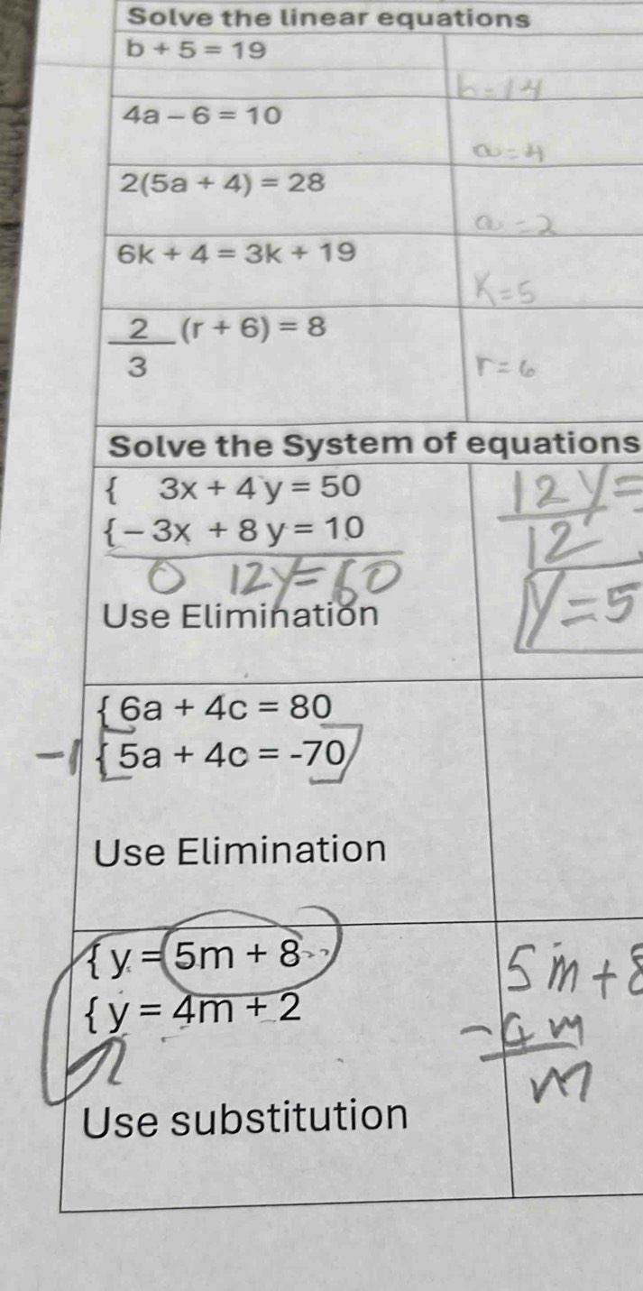 Solve the linear equations
s