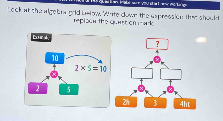 uf the question. Make sure you start new workings.
Look at the algebra grid below. Write down the expression that should
replace the question mark.