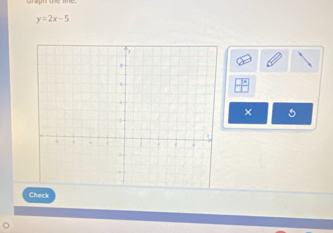 Graph the lie.
y=2x-5
× 
Check